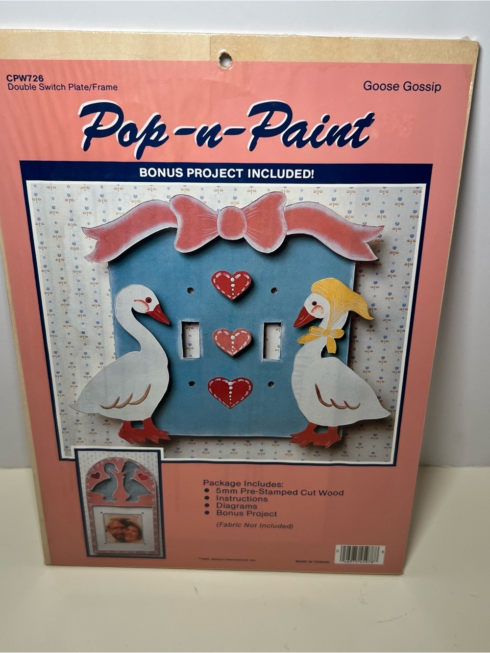 Vintage 90s GrannnyCore Goose Gossip Pop-n-paint Double Switch Frame Bow Kitsch